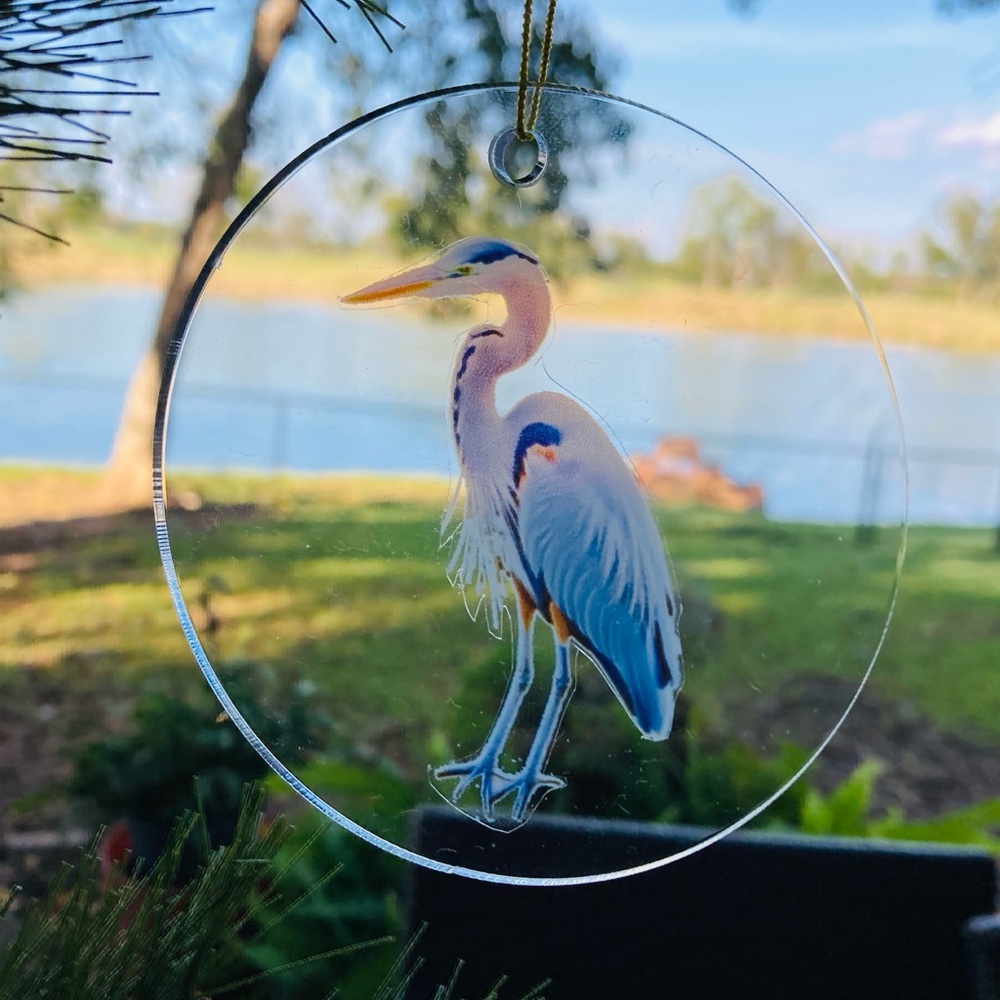 Elegant Heron Holiday Ornament